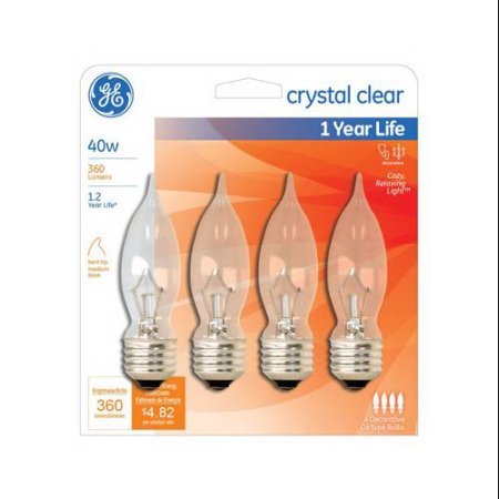 ge decorative bent bulb, 40w, large, 6pk