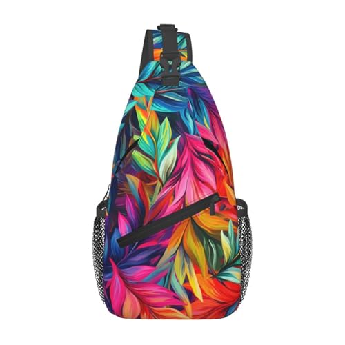 Bolso tipo bandolera Art Colorful Leaf Plants unisex