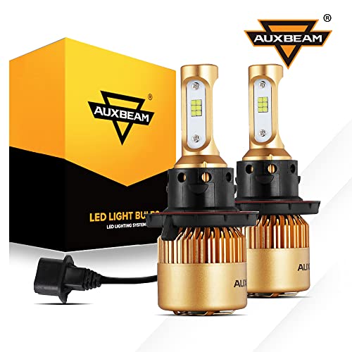 Auxbeam H13 9008 LED Light Bulbs, 8000LM 6500K Cool White, F-S3 Series 9008 H13A P264T PJ264T Conversion Kits with Fan & EMC, Halogen Bulb Replacement, Pack of 2