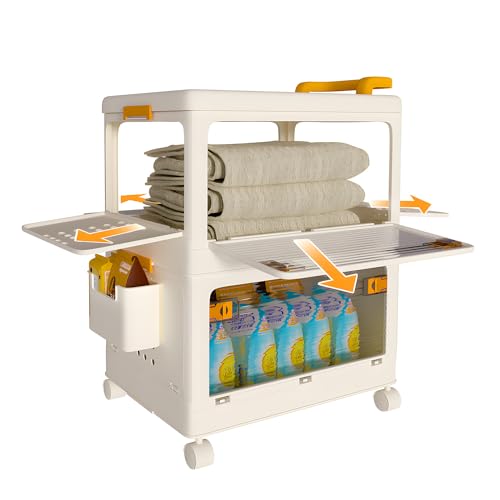 LONTAI 収納ボックス 折りたたみ 収納ケース 蓋付き 積み重ね コンテナ 衣類 小物 収納箱 プラスチック おしゃれ 5面開き 大容量 前開き キャスター付き 簡単組み立て 2段(幅56×奥行36×高さ64)