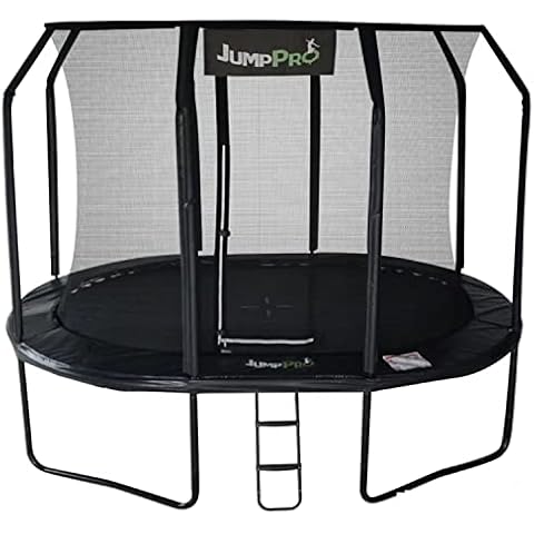 Jump PRO Xcel Black Oval Trampoline with Safety Enclosure 12ft x 8ft | JumpPRO Trampolines | Get Your Kids Active with Good Safe Fun Cover