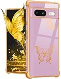 Likiyami for Pixel 8 Case - Women Butterfly Girly Cute Girls for Google Pixel 8 Cases Pretty Gold Plating Butterflies Design Luxury Aesthetic for Pixel 8 Phone Case Cover 6.2 inch Purple