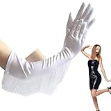 Guanti Da Donna Vintage -1920 -1920 -in Stile Guanti Di Raso Lunghi, Guanti Da Gallina Eleganti -lungometraggi Vintage Globe Tassell Fringe Fringe Party Globo Lunghezza Globe Retro Fashion Globe Ibang