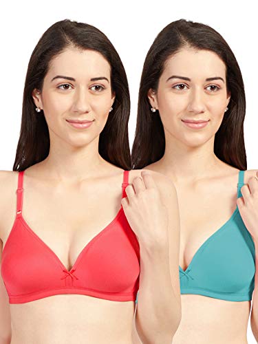 Image of SONARI Omania Womens Non-Padded Cotton Polyester Bras - Solid, Non-Wired, Medium Coverage, Hand Washable (Pack of 2)