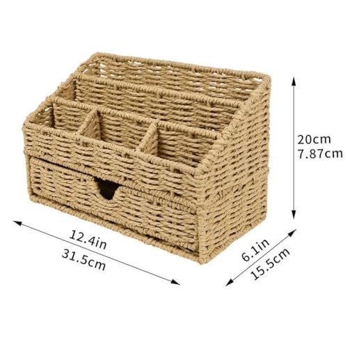 Trieur à compartiments pour magazines en rotin panier rangement bureau maison - 4