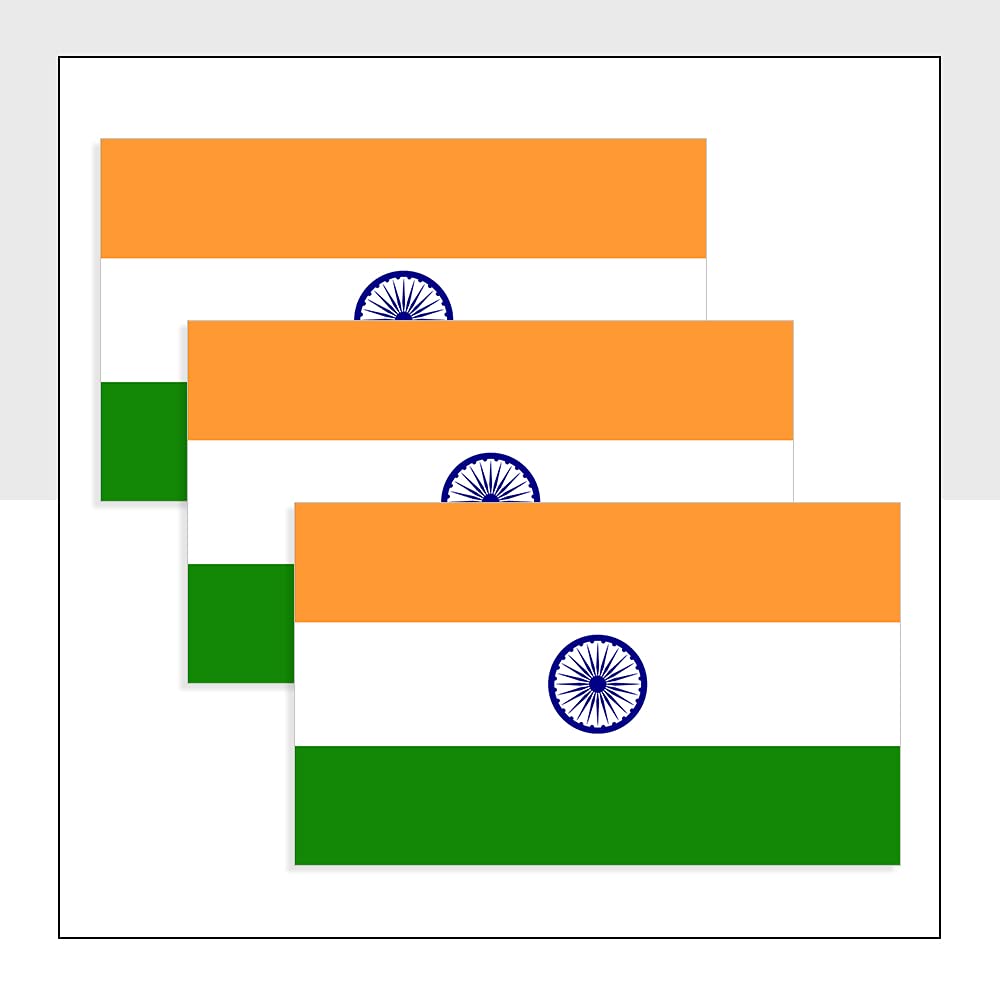 India Flag Car Stickers Pack of 3 (100 x 60 mm) Waterproof IND Labels for Bike Van Laptop Helmet Car Stickers Packwith® #P1009