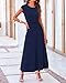 BTFBM Women Two Piece Skirt Set Summer 2025 Casual Vacation Crew Neck Short Sleeve Cropped Top Elastic Waist Midi Skirts(Dark Blue, Small)