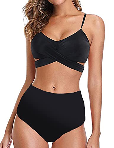 MUMZUGI Maillot de Bain 2 Pieces Femme Tankinis Ensemble Rétro Bikini Costume Cover