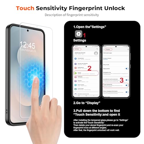 Image of SUPFINE Magnetic for Samsung Galaxy S25 FE Case with Screen Protector, (Built-in Magnets) (Military Grade Drop Protection) Slim Translucent Shockproof Phone Case,Black