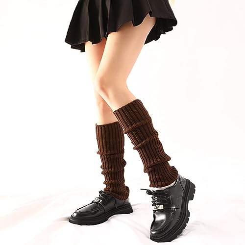 Image of 3 Pairs Women Knit Leg Warmers Retro 80s Retro Ribbed Knitted Knee Ballet Thigh High Leg Warmers Ankle Heap Sock