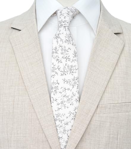 Image of BELLUNO Men's Cotton Floral Skinny Tie, 2.5 inch Width, with Gift Box