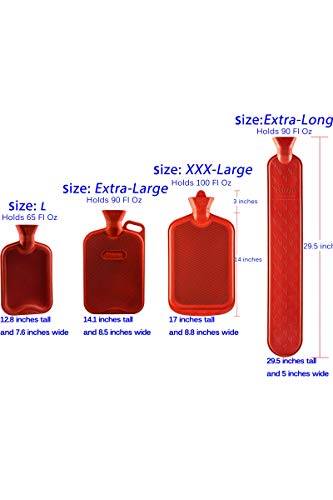 Peterpan Long Rubber Hot Water Bottle With Cover, Hot Water Bag For Pain Relief, Holds 90 Fl Oz, Bpa & Phthalates Free, High Rubber Content Holds Heat Better, White #TOP5