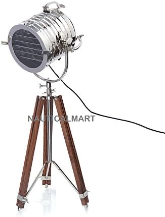 NAUTICALMART Hollywood Style Nickel Finish SEARCHLIGHT Tripod LAMP