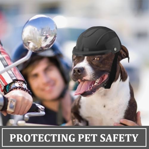 VisageVitalit Sonnenschutz Helm für Hund, Haustierhelm, Coole Motorrad Hundehelm, Einstellbar Hundehüte Kopfschutz Hundeschutzhelm für Radfahren Outdoor-Aktivitäten