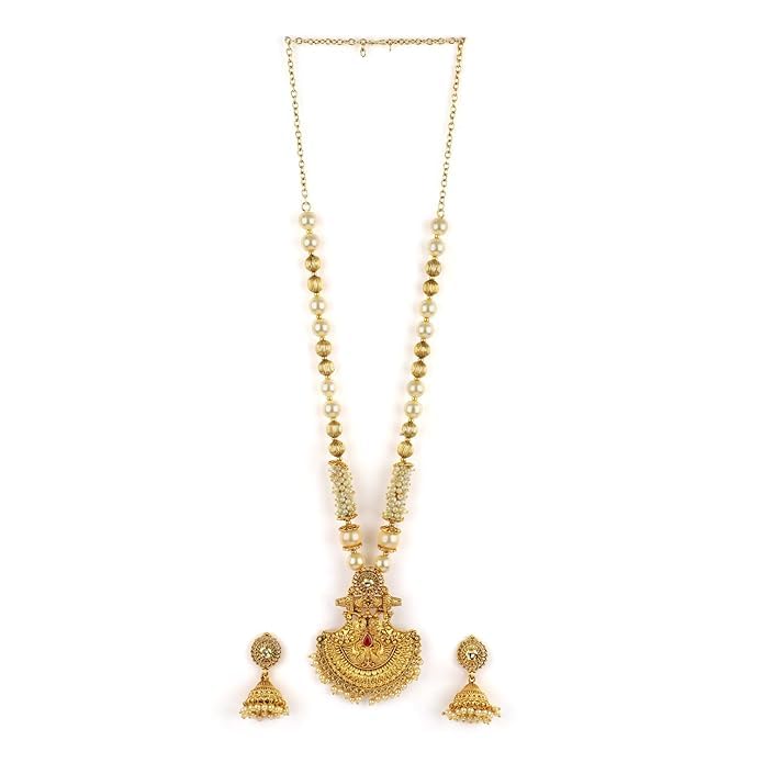 Image of Rubans Gold Plated Necklace Set Traditional Festive Jewellery for Women & Girls