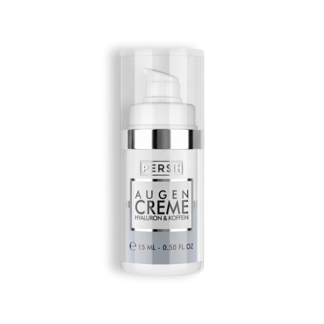 PERSH Augencreme - Power-Kombination aus Hyaluronsäure, Koffein & Dermochlorella D | Mindert Tränensäcke, hellt Augenringe auf | Vegan & ohne Tierversuche | 15ml