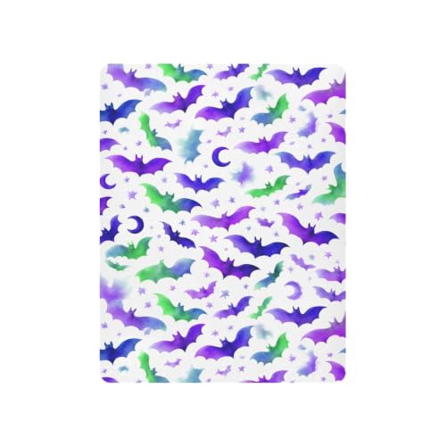 Image of Crib Sheet Breathable Soft Crib Mattress Sheet for Baby Toddler Boys Girls Fitted Pack n Play Crib Sheet Fit Standard Crib Mattress 39 x 27 Inch Purple Halloween Bats Stars