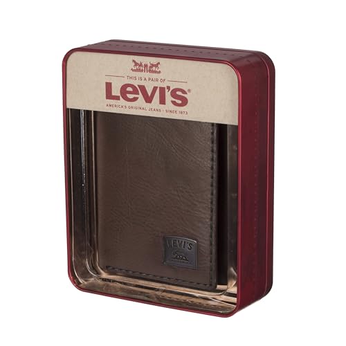 Levi's Men's Trifold Wallet-Sleek and Slim Includes Id Window and Credit Card Holder, Brown Stitch, One Size - Image 7