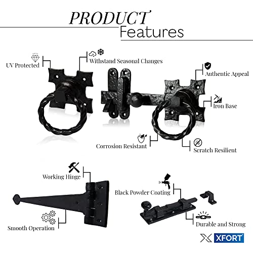 XFORT Smithy's Range Rope Ring Gate Latch Pack, Black Antique Finish Ring Gate Latch - Image 3