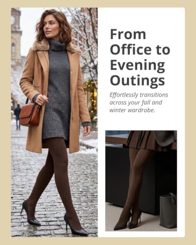 Image of MeMoi Portland Cable Knit Sweater Tights, Warm Opaque Winter Tights