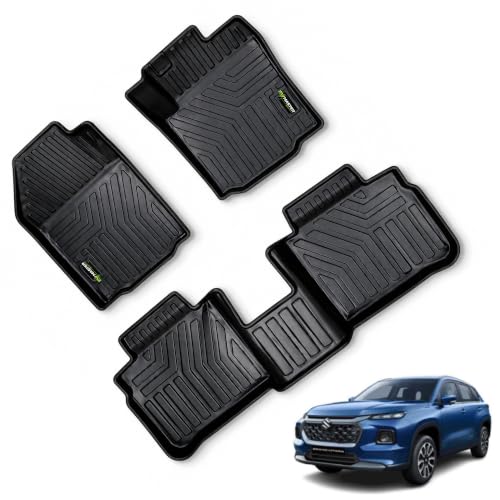 Image of EV MASTER Car Floor Mats for Maruti Grand Vitara Hybrid (2026 Onwards) Complete Set | Waterproof | Anti-Slip | Luxury Premium Car Mat | Full Coverage | Custom Fitted Car Foot Mats (5D Black)