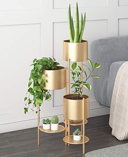 Metal Plant Stand, 6 Tier 6 Potted Indoor Outdoor Flower Pot Stand Holder Shelves, Foldable Decorative Display Rack for Potted Plant for Patio Garden, Living Room, Corner Balcony & Bedroom, Ideal Gift
