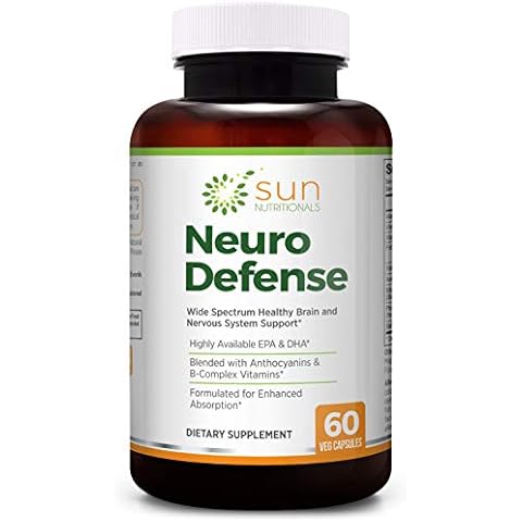 Sun Nutritionals Neuro Defense with Omega-3 Fatty Acids EPA & DHA, Anthocyanins from Bilberry Extract, B-Complex Vitamins, Vitamins C & D3, Phosphatidylcholine, 60 VCaps, Non-GMO, Gluten Free Cover