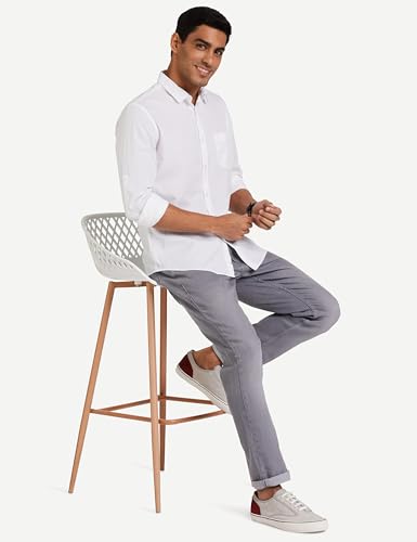 Image of Amazon Brand - Symbol Men's Cotton Shirt | Casual | Plain | Full Sleeve | Summer - Regular Fit (Available in Plus Size) (Black + White 2XL) (Combo Pack of 2)