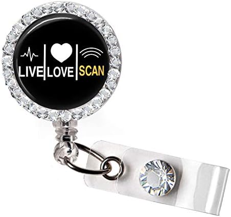 EAXIUCELive Love Scan Badge Holder Reel; Sonographer Ultrasound Tech Retractable Badge Reel