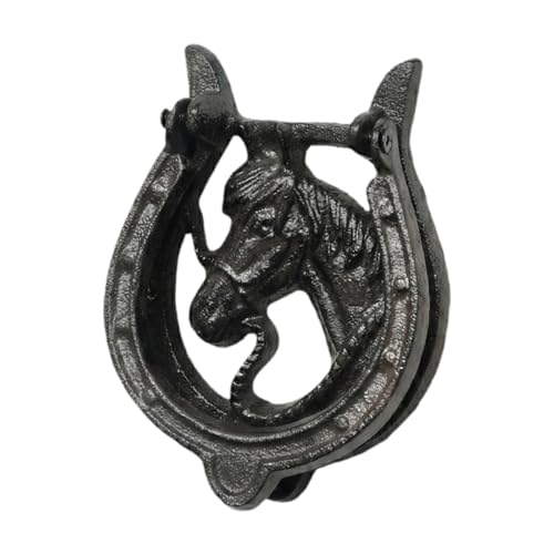 JunZheHub Llamador de Puerta Cabeza de Caballo Hierro Decorativo Resistente Diseño Vintage Europeo Fácil de Instalar Adecuado para Entrada de y