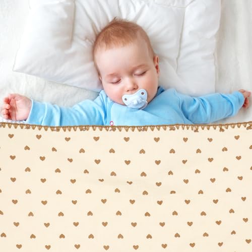 Image of Baby Blanket Double Layer Cotton Muslin, 40x40Inch Soft Minky Blanket with Dotted Backing, Baby Gifts for Girls Boys Toddlers Newborn (Heart)