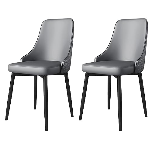 Chaise de salle à manger en simili cuir lot de 2 avec pieds métal noir