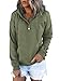 Pullover Hooded Sweatshirt for Women Long Sleeve Button Down Drawstring Pullover Fall Trendy Outwear with Pockets (Green,Medium)