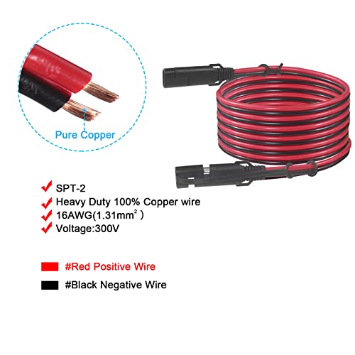 12Ft Sae To Sae Extension Cable 16Awg- Sae Extension Cord, Sae 2Pin Bullet Quick Connect 16Awg Heavy Duty Wire Harness With Waterproof Cap #TOP2