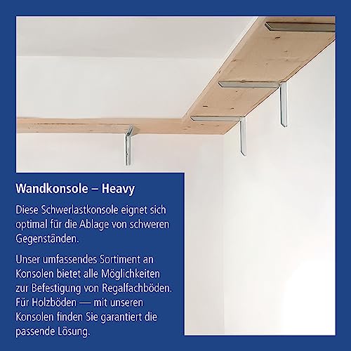 DIY Element System Wandkonsole Heavy- belastbare Metall- Konsole optimal geeignet für das Lagern hoher Gewichte, für Wandregale- 250 x 400 mm, verzinkt, 2 Stück-5