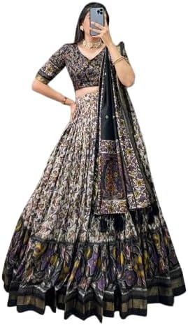 SarathybizWoman's perfectly Navratri Collection Tussar Silk Lehenga Choli Patola Print with Foil Work