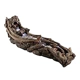Alpine Corporation 80' Long Indoor/Outdoor Wood River Log Water Fountain with LED Lights, Cascading Natural Water Feature for Gardens, Patios, Yards, and Outdoor Decor, Brown and Gray