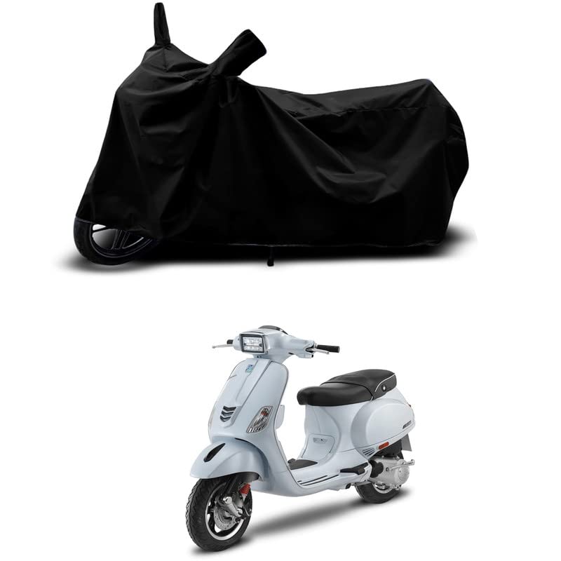 Image of 100% Scratchproof /UV-Rays /Heat Protection /Birds Dropping /Water Resistant /Dust Proof /Waterproof /Bike Scooty Two Wheeler Body Cover Compatible for Vespa SXL 150 FL BS6 All Varients[Black]