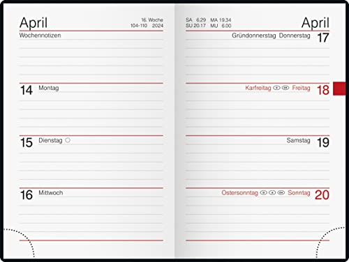 rido/idé Weekly calendar model partner/industry I 2024 2 pages = 1 week sheet size 7.2 x 11.2 cm red - Image 2