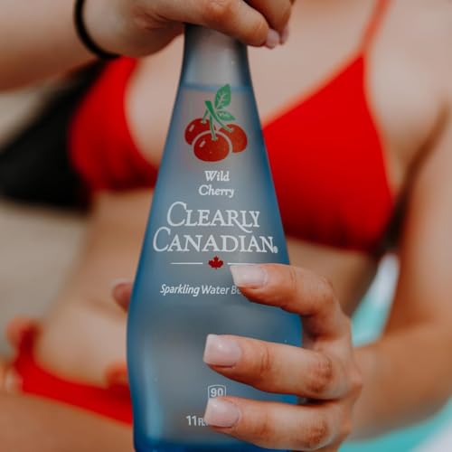 Image of Clearly Canadian Sparkling Flavored Water, 11 oz Glass Bottles - Variety of Refreshing Flavors, Premium Carbonated Beverage, Available in 12-Pack and 24-Pack Options (12 Pack, Cherry /Peach)