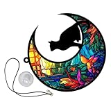 STOBAZA アクリル製猫と月の吊り下げ装飾 ウィンドウオーナメント ホームデコレーション用 窓や壁のインテリアに