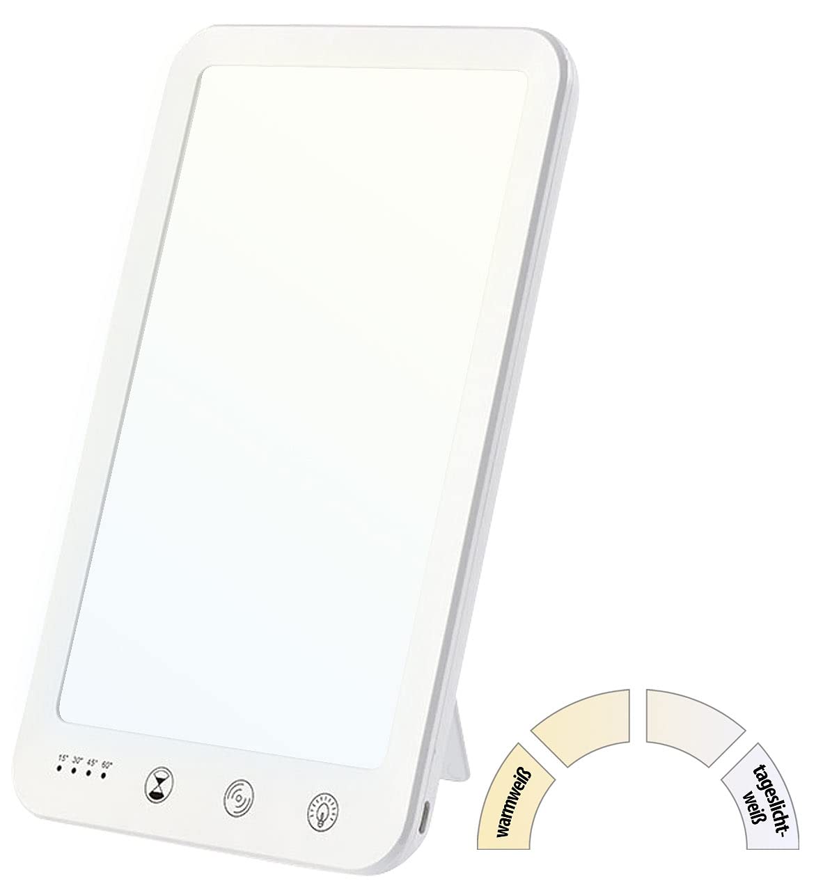 Lunartec Tageslichtleuchte: 2er-Set CCT-LED-Tageslichtlampe, 10.000 Lux, Timer, USB-C, 3000-6500K (Tageslichtlampe Lichttherapie, Vollspektrum, Panel)