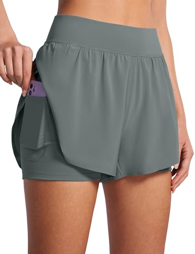 Amazon.com: CRZ YOGA 2 in 1 Dolphin Running Shorts for Women High