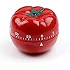 Kitchen Timers for Cooking in Charming Tomato Shape - No Battery Needed Mechanical Egg Timer with Loud Ring, 60-Minute Manual Wind Up Timer