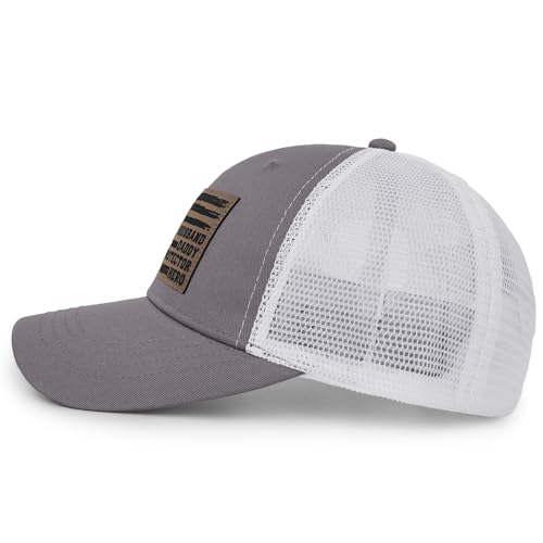 Image of Fathers Day Dad Papa Gifts from Daughter Son Wife, Unique Men's Hat for Dad Grandpa Husband, Leather Pattern Baseball Cap
