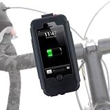 Tigra Sport TIGIP5PP - Cubierta de funda impermeable, montaje en bicicleta y batería de 3000 mAh para Apple iPhone 5 y 5s, color negro
