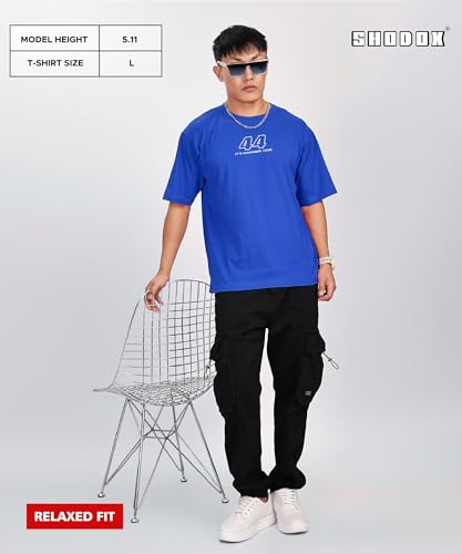 Image of SHODOX Bio-Washed Anti Bacterial 100% Pure Cotton Men's Oversized Aesthetic Premium Printed T-Shirt | Cozy Soft, Less Wrinkles Loose Fit, Drop Shoulder, Korean Baggy Style Tees for Mens