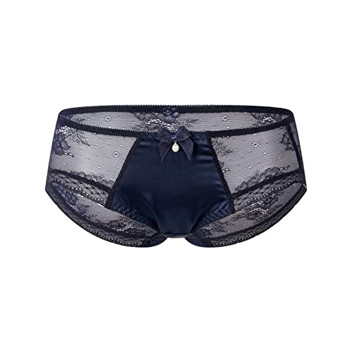 inhzoy Femme Slip de Nuit en Satin Dentelle Culotte de Bain Maille Transparente String de Bain sous-Vêtement de Nuit Briefs Bas de Pyjama Maillot de Bain Underpants M-L Bleu Marine L Cover