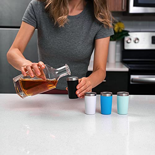 (4-Pack 2Oz/60Ml) Miniature Tumbler Shot Glass Set Demitasse Stainless Steel Espresso Cup Shot Glasses Double-Wall Insulated Heavy Base Double Shot Glass 4 Pack Set 2Oz/60Ml #TOP6