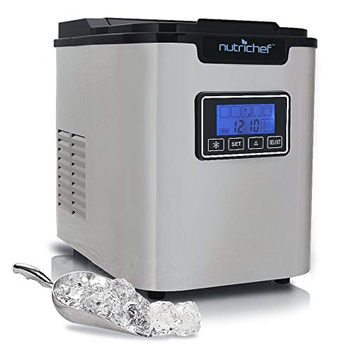 NutriChef Upgraded Digital Ice Maker Machine-Portable Stainless Steel,Stain...